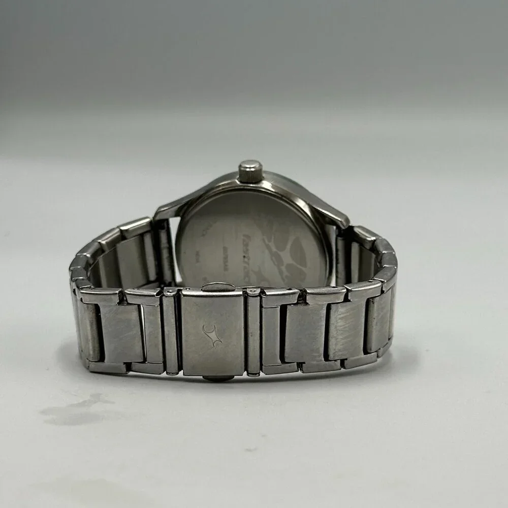 3/$30 Fastrack Watch Women Silver Tone Green Dial Stainless Steel 34MM